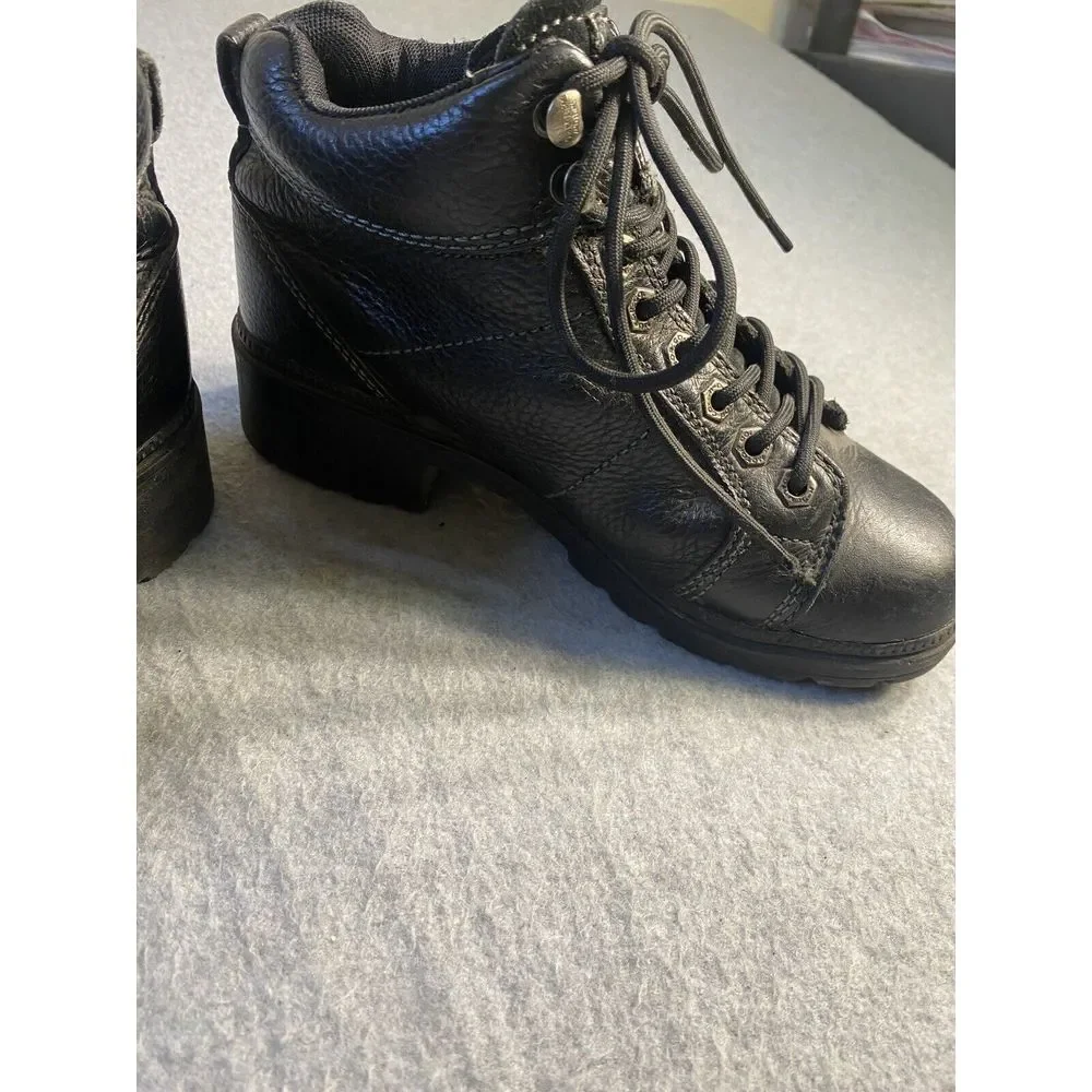 Harley Davidson Womens Tyler Chukka Ankle Boots D84280 Black Leather Size 6-1/2M